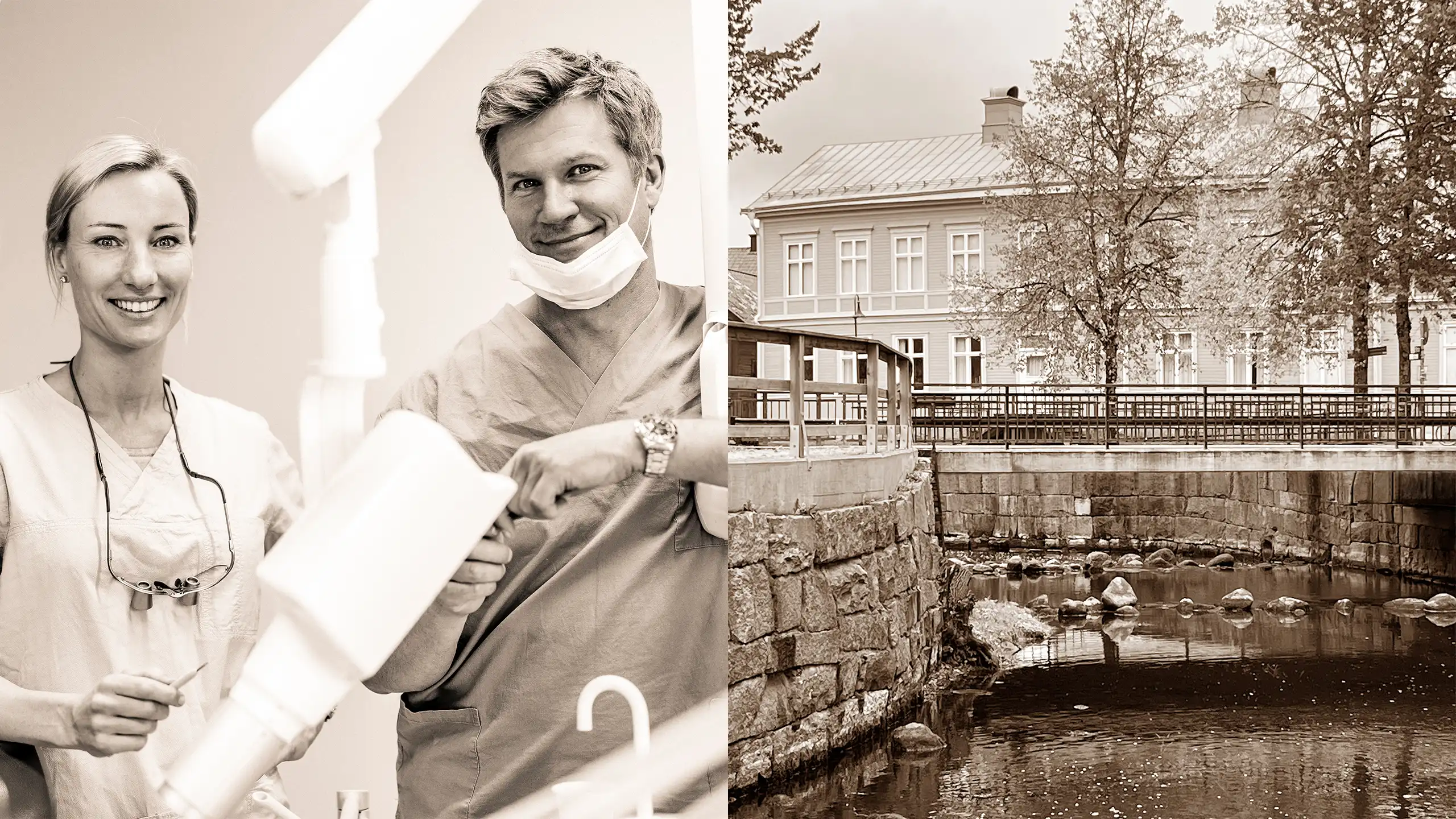 lilla_bro_tandlakare_d Adam och Cissi på Lilla Bro Tandläkarnas klinik, samt en bild på bron
