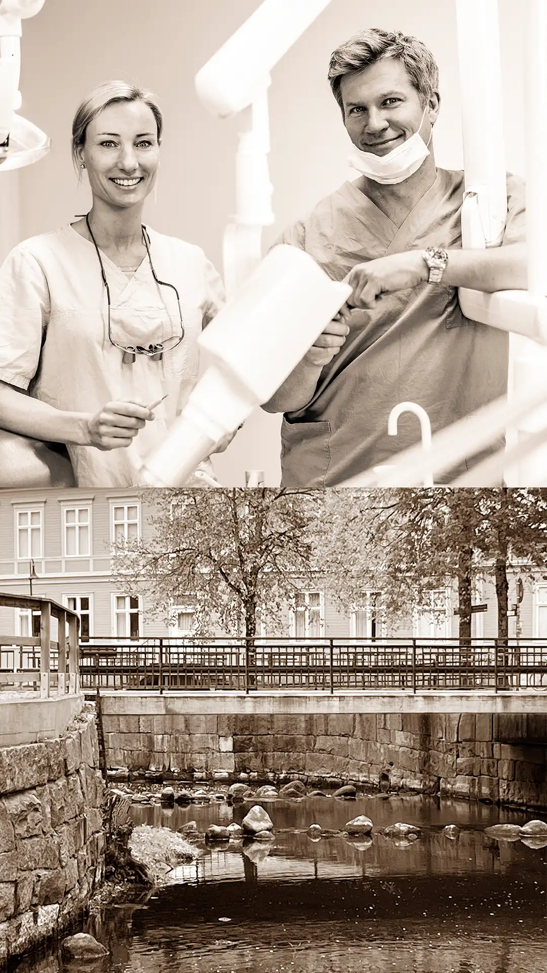 lilla_bro_tandlakare_m Adam och Cissi på Lilla Bro Tandläkarnas klinik, samt en bild på bron