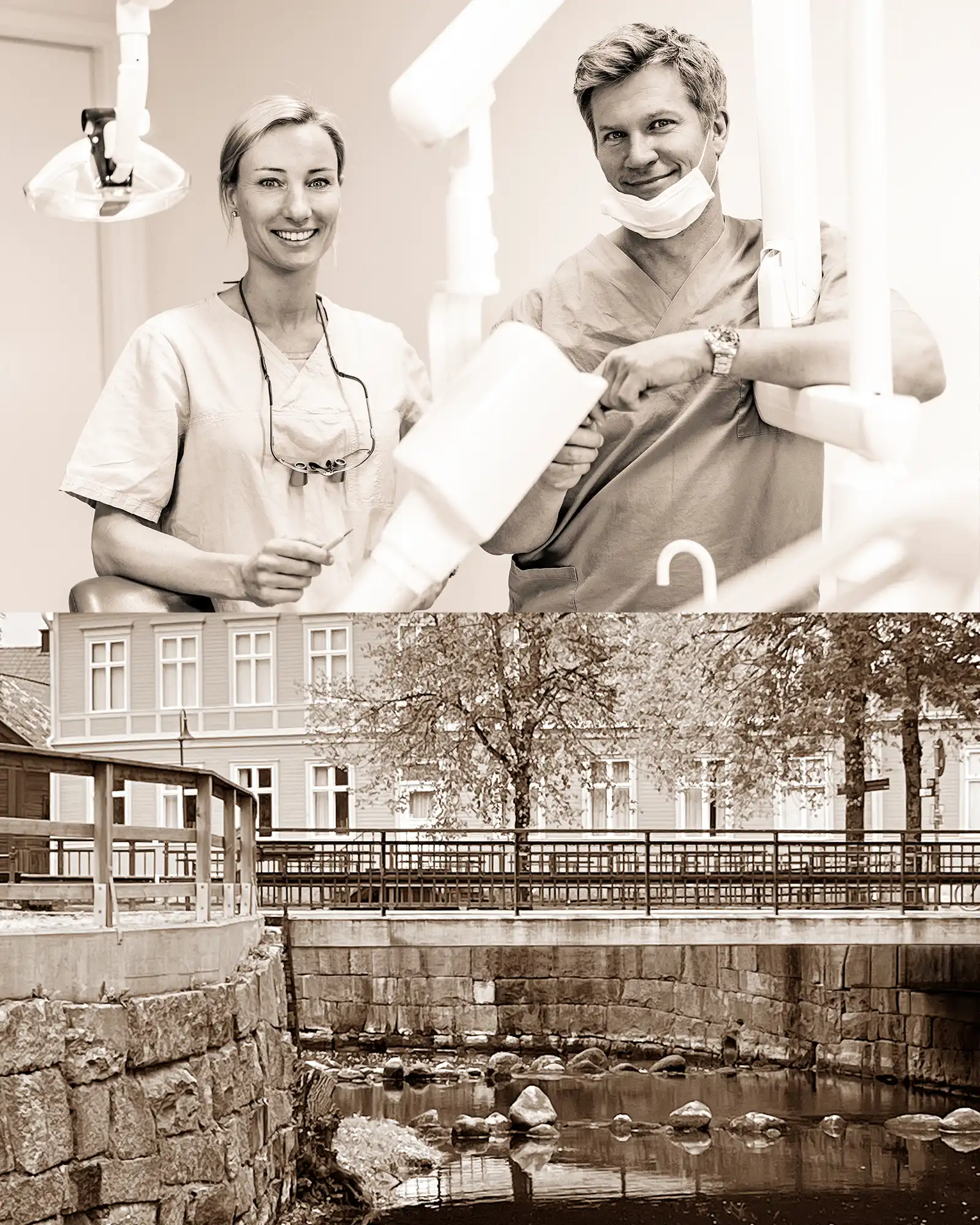 lilla_bro_tandlakare_p Adam och Cissi på Lilla Bro Tandläkarnas klinik, samt en bild på bron